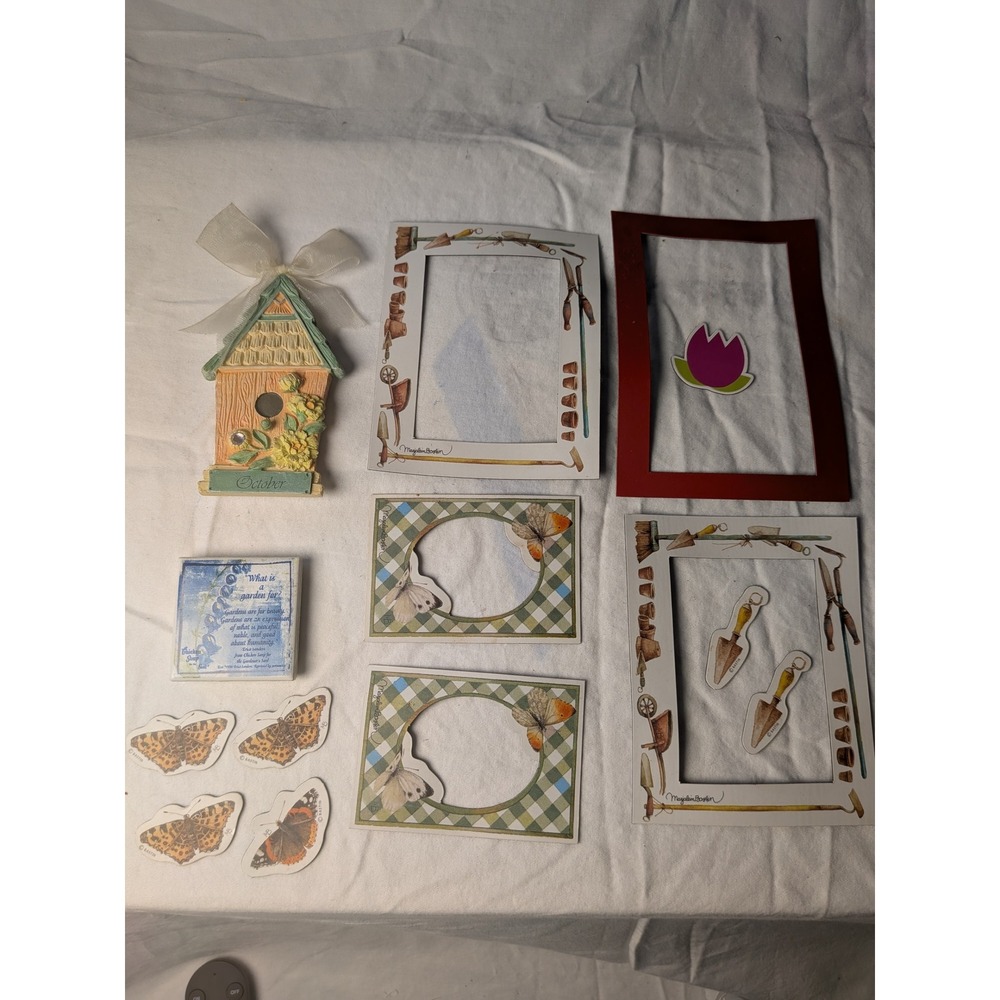 Marjolein Bastin Garden StationeryMagnet Lot Birdhouse ‎ Frames Butterflies 12pc